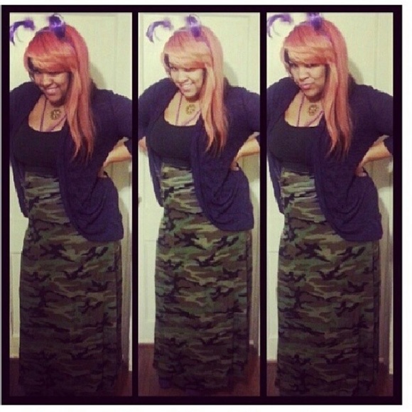 plus size camo maxi skirt